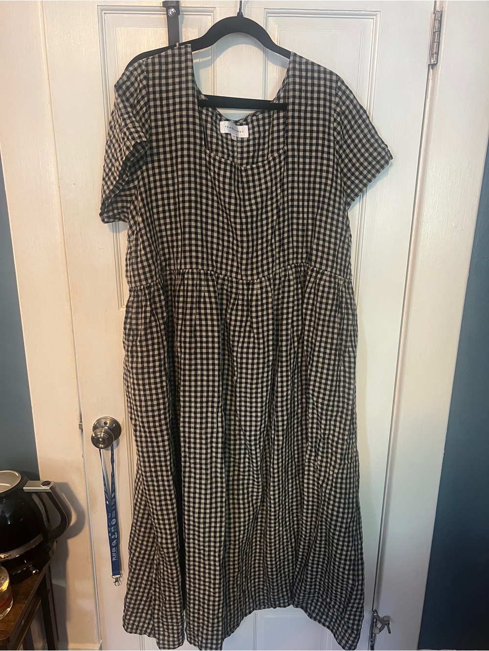 Tradlands Nell oat milk/black gingham dress 2X